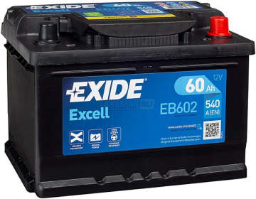 Аккумулятор EXIDE Excell 60R EB602 60Ач 540А обр. пол.