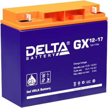 Аккумулятор Delta GX 12-17 17Ач 225А универс. пол.