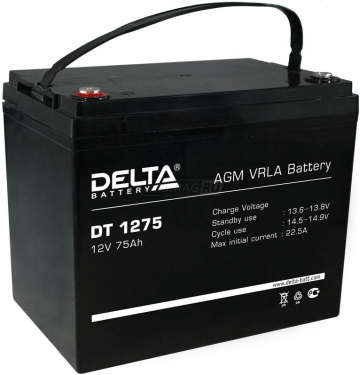 Аккумулятор Delta DT 1275 75Ач прямая пол.