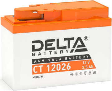 Аккумулятор DELTA CT 12026 3Ач 45А обр. пол.