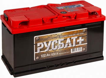 Аккумулятор РУСБАТ+ 100L 830A 353x175x190 100Ач прямая пол.