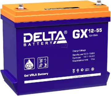 Аккумулятор Delta GX 12-55 55Ач 550А универс. пол.