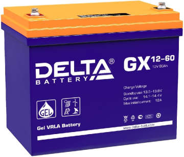 Аккумулятор Delta GX 12-60 60Ач 600А универс. пол.