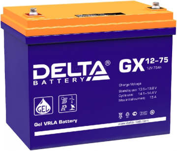Аккумулятор Delta GX 12-75 75Ач 700А универс. пол.