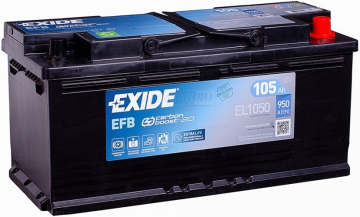 Аккумулятор EXIDE Start-Stop EFB 105R EL1050 950A 392х175х190 105Ач обр. пол.