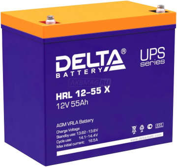 Аккумулятор Delta HRL 12-55 X 55Ач 550А универс. пол.