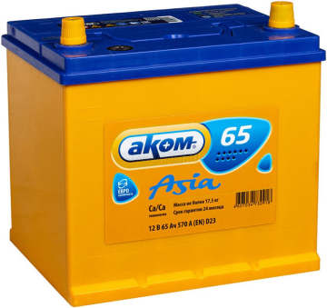 Аккумулятор АКОМ ASIA 65R 65Ач 570А обр. пол.