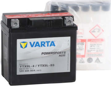 Аккумулятор VARTA Powersports AGM YTX5L-BS 4Ач 80А обр. пол.