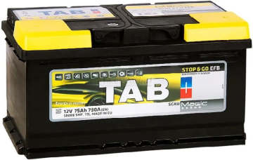 Аккумулятор TAB EFB 75R (низкий) 75Ач 730А обр. пол.
