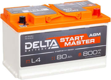 Аккумулятор DELTA START MASTER AGM 80R 800A 315х175х190 80Ач обр. пол.