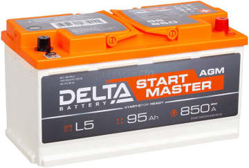 Аккумулятор DELTA START MASTER AGM 95R 95Ач 850А обр. пол.