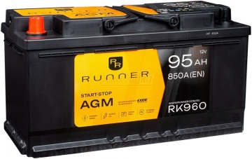 Аккумулятор RUNNER AGM 95L RK960 850A 353х175х190 95Ач прямая пол.