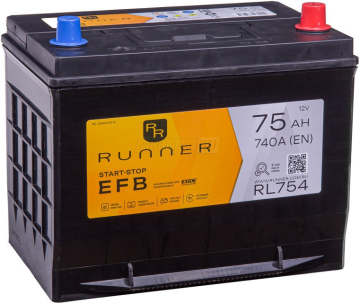 Аккумулятор RUNNER EFB 75R RL754 75Ач 720А обр. пол.