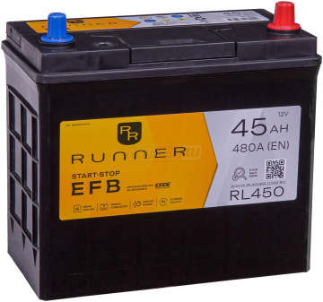 Аккумулятор RUNNER EFB 45R RL450 480A 236х127х225 45Ач обр. пол.