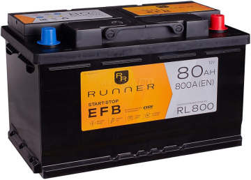 Аккумулятор RUNNER EFB 80R RL800 800A 315х175х190 80Ач обр. пол.