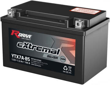 Аккумулятор RDRIVE SILVER YTX7A-BS 8Ач 105А прямая пол.