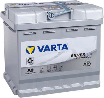 Аккумулятор VARTA AGM A9 (50R) 50Ач 540А обр. пол.