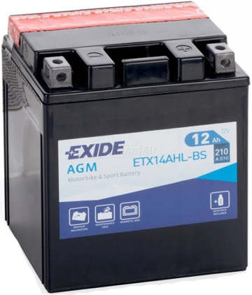 Аккумулятор EXIDE ETX14AHL-BS 12Ач 210А обр. пол.