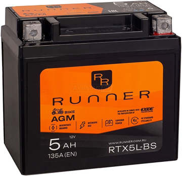 Аккумулятор RUNNER RTX5L-BS 5Ач 135А обр. пол.