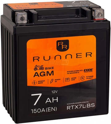 Аккумулятор RUNNER RTX7L-BS 7Ач 150А обр. пол.