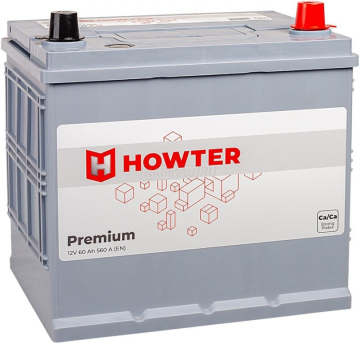 Аккумулятор HOWTER Premium ASIA 60R 60Ач 560А обр. пол.