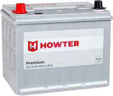 Аккумулятор HOWTER Premium ASIA 75L 75Ач 650А прям. пол.