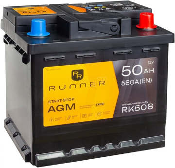 Аккумулятор RUNNER AGM 50R RK508 50Ач 580А обр. пол.