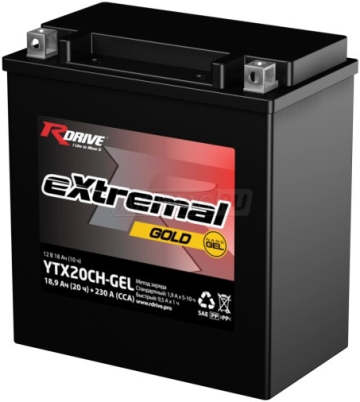 Аккумулятор RDRIVE GOLD YTX20CH-GEL 19Ач 230А прямая пол.