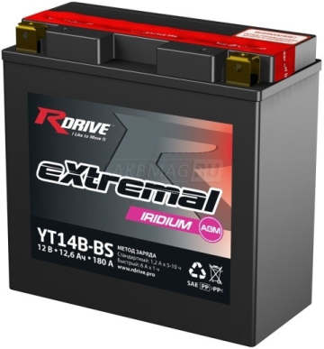 Аккумулятор RDRIVE IRIDIUM YT14B-BS 11Ач 175А прямая пол.