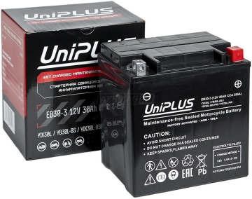 Аккумулятор UNIPLUS EB30-3 30Ач 385А обр. пол.