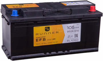 Аккумулятор RUNNER EFB 105R RL1050 950A 393х175х190 105Ач обр. пол.