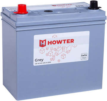 Аккумулятор HOWTER Grey ASIA NS60 45L (с переходниками) 45Ач 400А прям. пол.