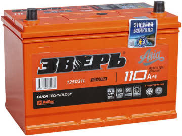 Аккумулятор ЗВЕРЬ 125D31L (110R) 110Ач 930А обр. пол.