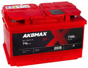 Аккумулятор AKBMAX ST 74RS (низкий) 74Ач 740А обр. пол