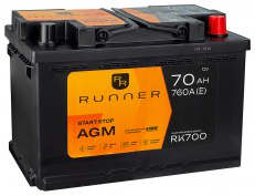 Аккумулятор RUNNER AGM 70R RK700 70Ач 760А обр. пол