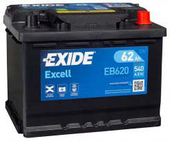 Аккумулятор EXIDE Excell 62R EB620 62Ач 540А обр. пол