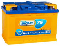 Аккумулятор АКОМ 75L 75Ач 750А прям. пол