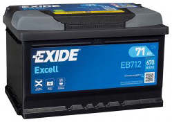 Аккумулятор EXIDE Excell 71R EB712 71Ач 670А обр. пол