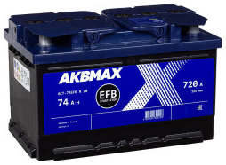 Аккумулятор AKBMAX EFB 74RS (низкий) 74Ач 720А обр. пол