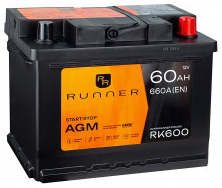 Аккумулятор RUNNER AGM 60R RK600 60Ач 680А обр. пол